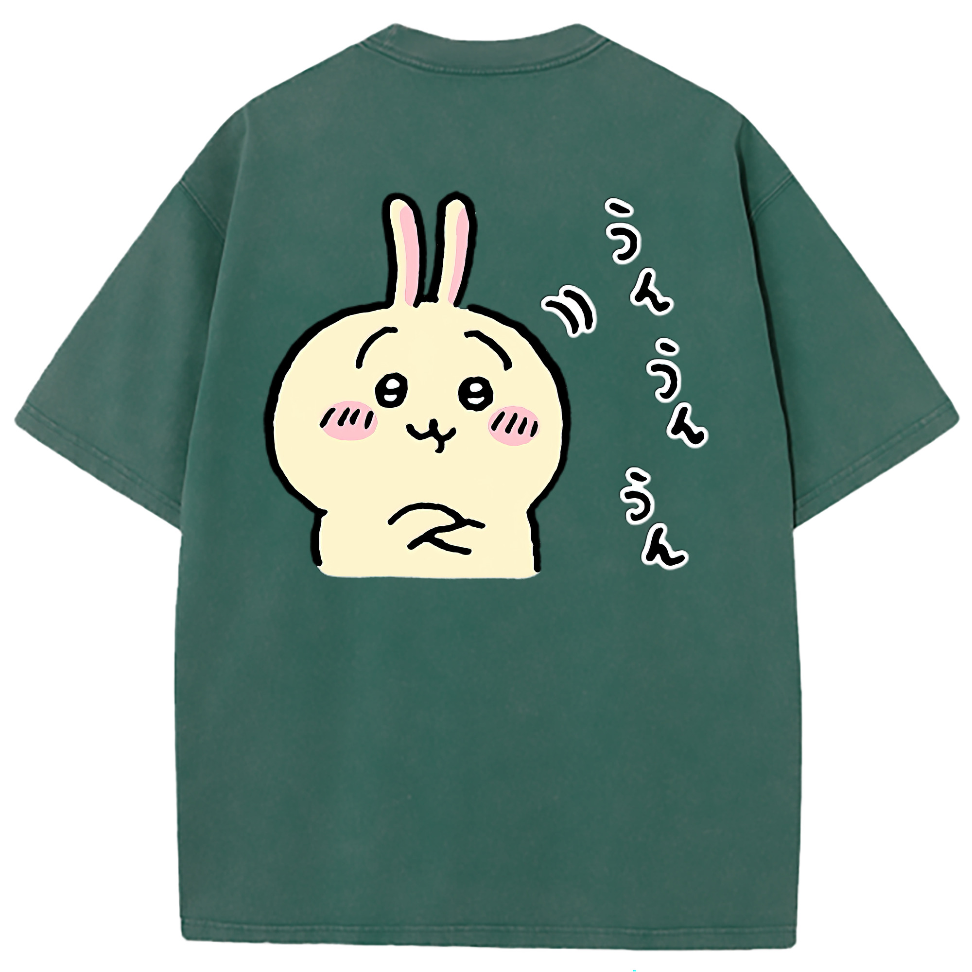 （画像用） ちいかわ うさぎ Chii-kawa usagi 綿100% ヴィンテージ風 半袖Tシャツ（背面プリント）